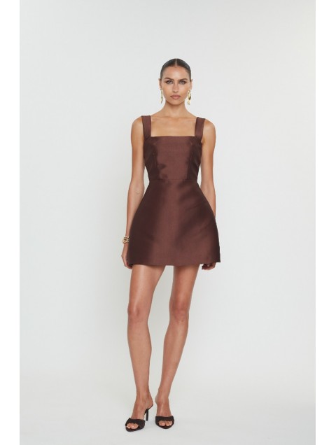 MIX AND MATCH Vasiliki Mini Dress Brown Καφέ Μίνι Φόρεμα